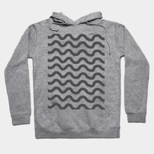 Grey horizontal wavy lines pattern Hoodie